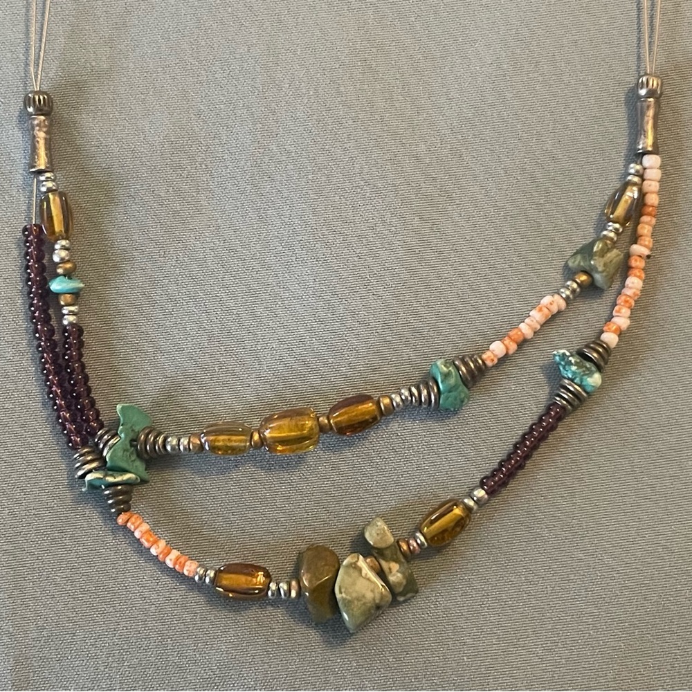 Delicate and beautiful double layer beaded necklace